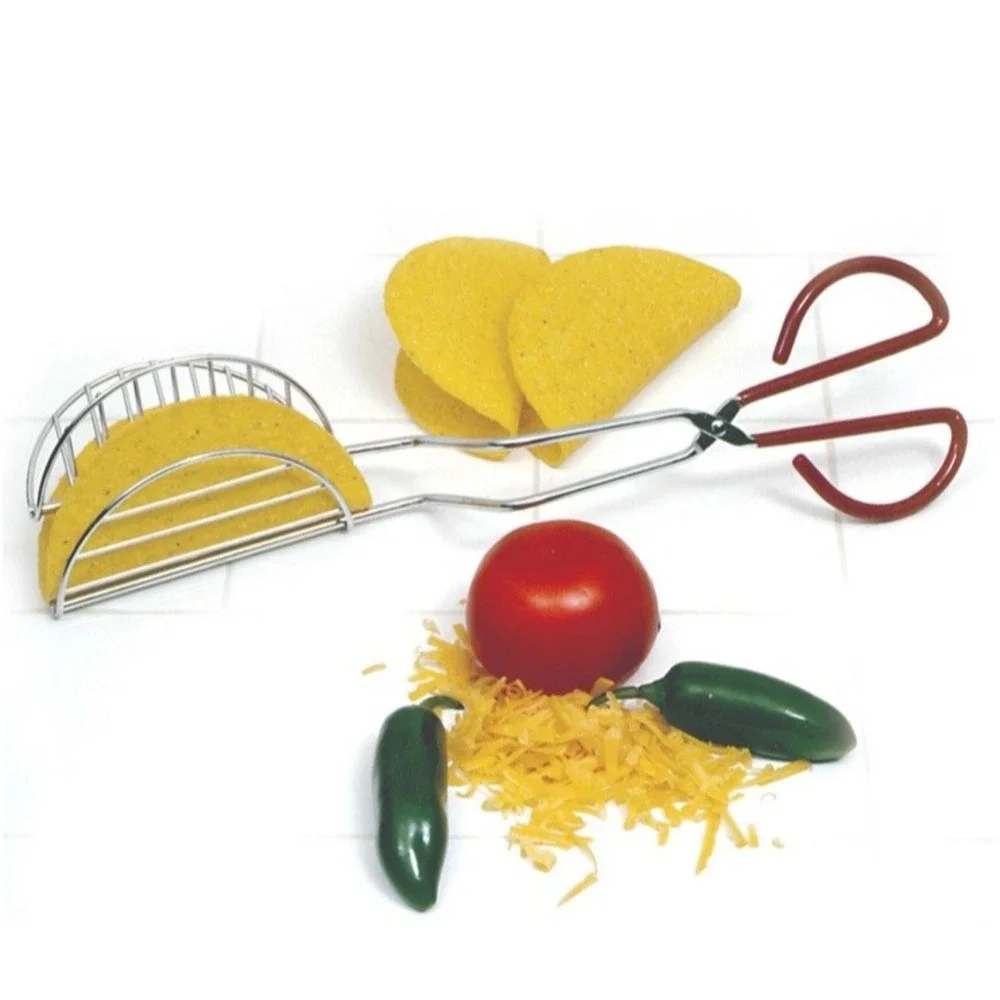 Taco Shell Maker Press Tortilla Fryer Tongs Kitchen Plated Steel 13